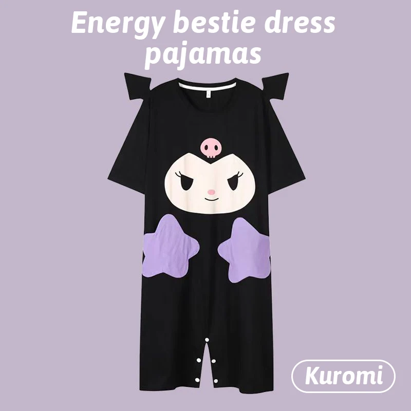 Sanrio Kuromi One Piece Pajamas Summer Short Sleeve Pure Cotton Thin Style Dress Cartoon Cute Nonopnd Adult Women's Home Clothes
Sanrio Kuromi One Piece Pajamas Summer Short Sleeve Pure Cotton Thin Style Dress Cartoon Cute Nonopnd Adult Women's Home Clothes