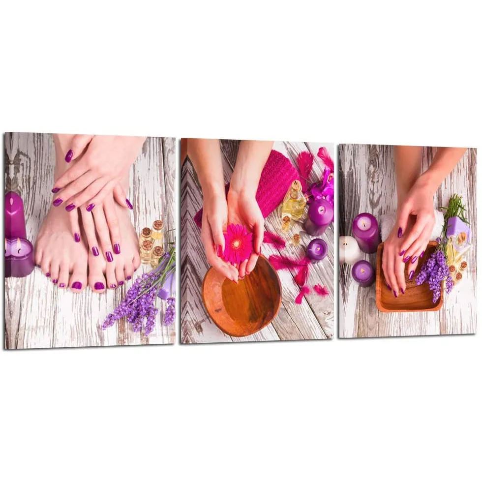 

3 Pieces Spa Pedicure Treatment Nail Foot Massage Salon Posters Wall Art Canvas Picture Home Decor Paintings Bedroom Decoration