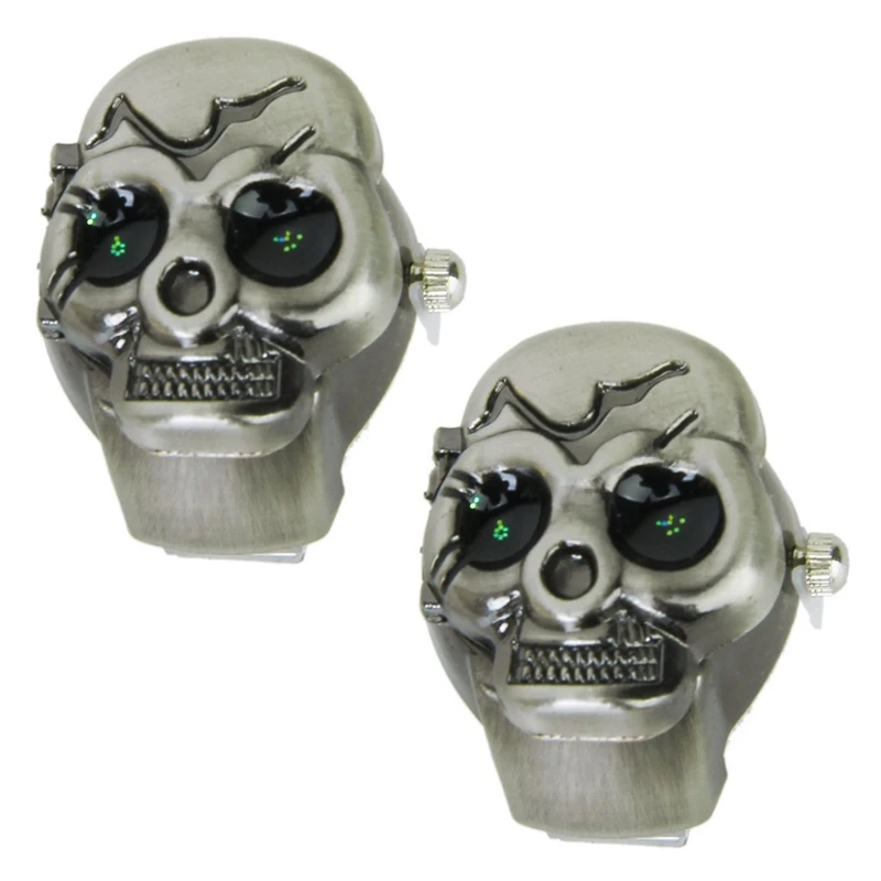 2X Bronze Flip-Up Skull Cover Finger Ring Watch Stretchy Watchband For Unisex--Battery Included, Ideal For Skull Lover 
2X Bronze Flip-Up Skull Cover Finger Ring Watch Stretchy Watchband For Unisex--Battery Included, Ideal For Skull Lover