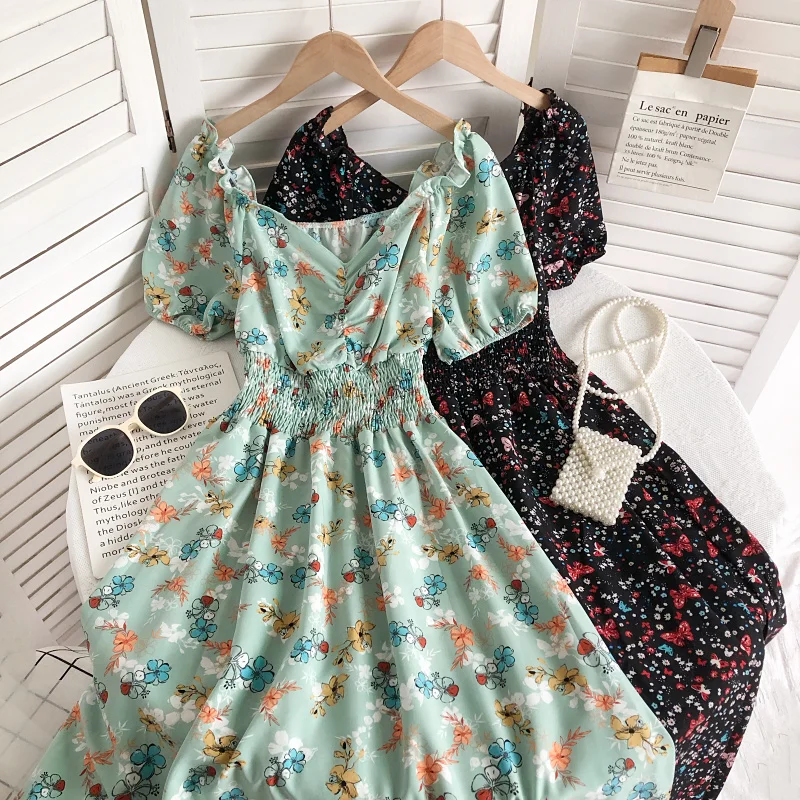 2022 Ladies French Retro V-neck Floral Women Dress Elegant Tie-dyed Flowers Short Puff Sleeves Slim Fairy Mid-calf Swing Dress
2022 Ladies French Retro V-neck Floral Women Dress Elegant Tie-dyed Flowers Short Puff Sleeves Slim Fairy Mid-calf Swing Dress