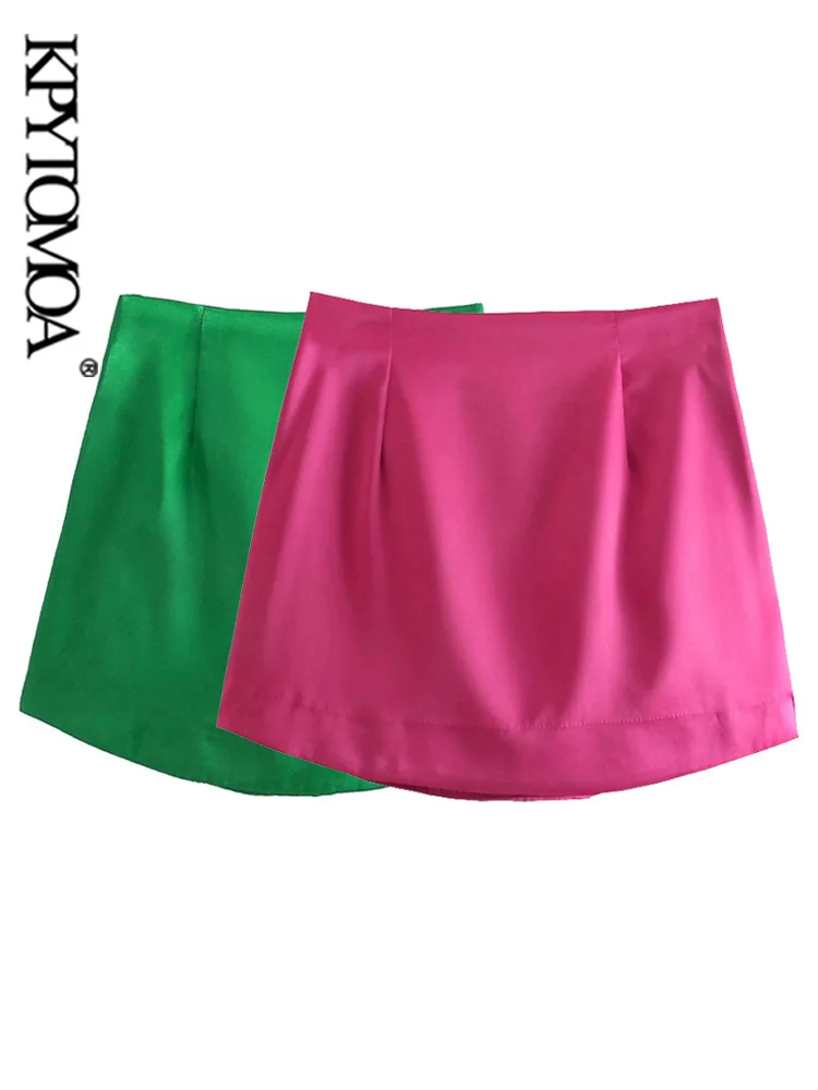 Фото KPYTOMOA Женская шикарная модная мягкая на ощупь блестящая мини-юбка Винтажная с