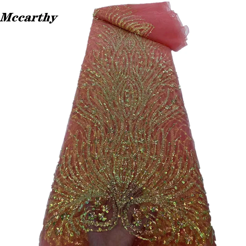 Mccarthy French African With Beads Tulle Lace Fabric for Nigerian Party Embroidery Luxury Sequins Mesh Net Lace Fabric
Mccarthy French African With Beads Tulle Lace Fabric for Nigerian Party Embroidery Luxury Sequins Mesh Net Lace Fabric