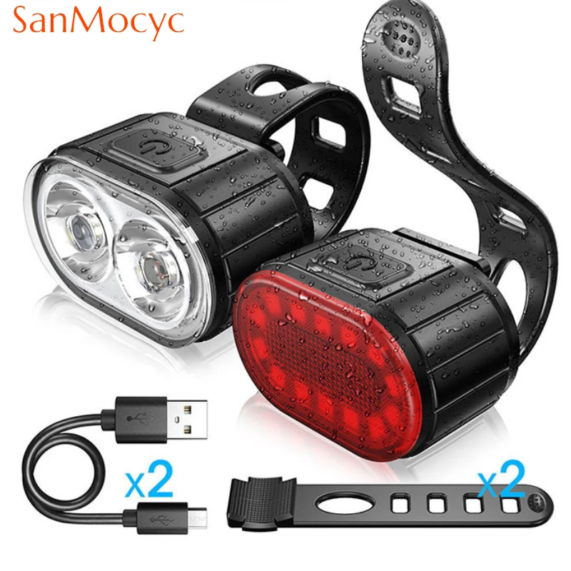 Cycling Bicycle Front Rear Light Set Bike USB Charge Headlight Light MTB Waterproof Taillight LED Lantern Bicycle Accessories 
Cycling Bicycle Front Rear Light Set Bike USB Charge Headlight Light MTB Waterproof Taillight LED Lantern Bicycle Accessories