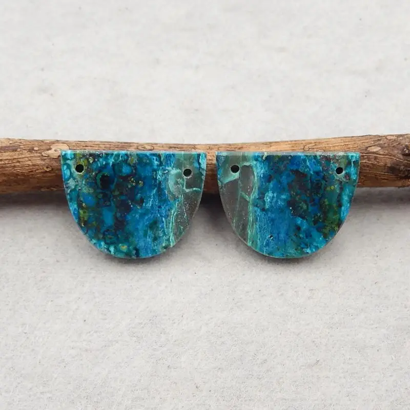 Natural Stone Chrysocolla Handmade Double Holes Semiprecious Fashion Jewelry Earrings Accessories 20x15x3mm 4g
Natural Stone Chrysocolla Handmade Double Holes Semiprecious Fashion Jewelry Earrings Accessories 20x15x3mm 4g
