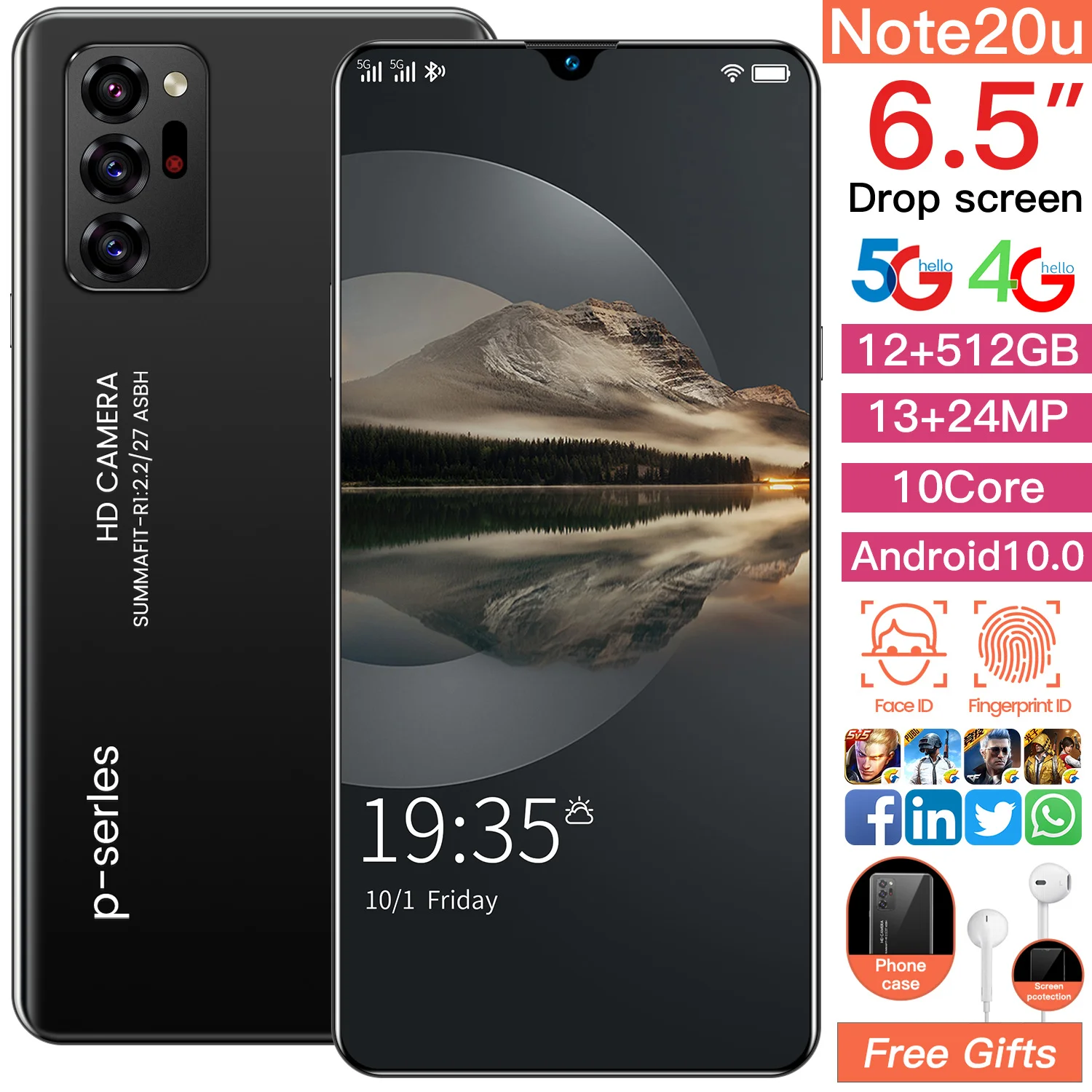 Weiimi Note20u Android 10.0 Mobile Phone 6.5' FHD+ 24MP Triple Camera 12G RAM 512GB ROM Smartphone 4G gsm Global
Weiimi Note20u Android 10.0 Mobile Phone 6.5' FHD+ 24MP Triple Camera 12G RAM 512GB ROM Smartphone 4G gsm Global