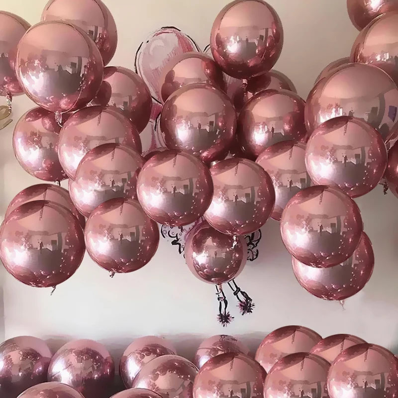 

5Pcs 10/18/22 inch 4D Balloons Rose Gold Silver Round Sphere Helium Globos Baloon Mylar Foil Balloons for Birthday Wedding Party