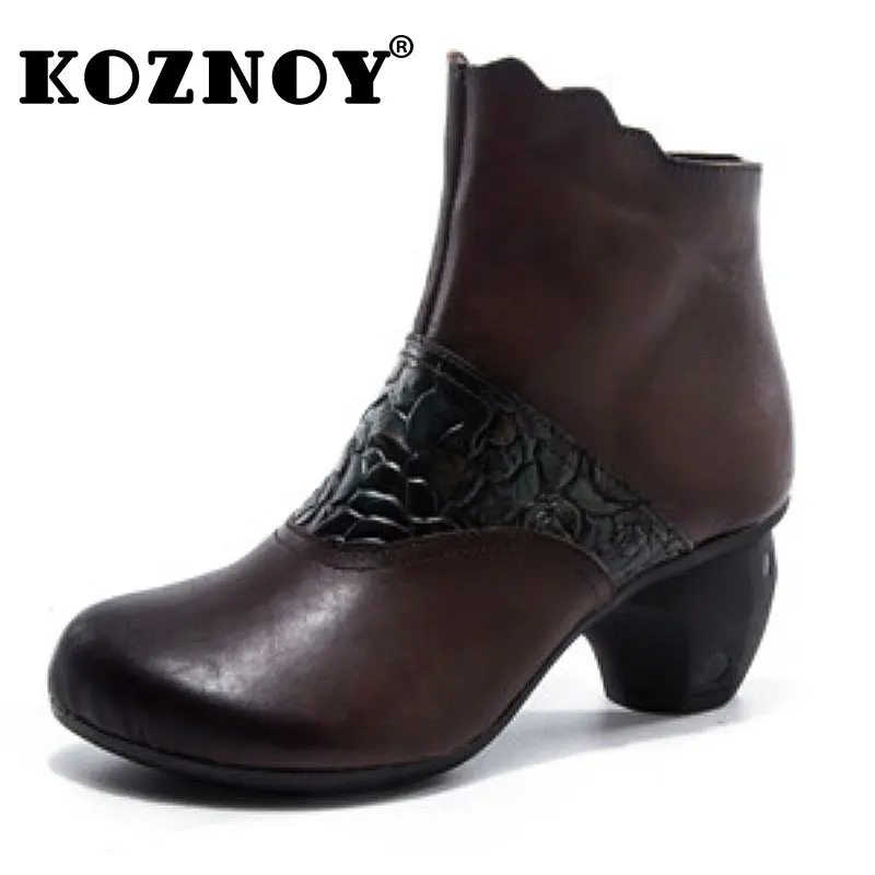 Koznoy 5cm Retro Ruffles Handmade Embossed Print Genuine Leather Chunky Heels Rubber Autumn Spring Lady Ankle Boots Women Shoes
Koznoy 5cm Retro Ruffles Handmade Embossed Print Genuine Leather Chunky Heels Rubber Autumn Spring Lady Ankle Boots Women Shoes