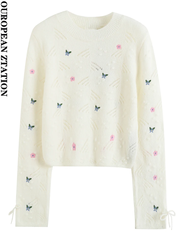 PAILETE Women 2023 fashion floral embroidery crop knit sweater vintage long sleeve with tied female pullovers chic tops
PAILETE Women 2023 fashion floral embroidery crop knit sweater vintage long sleeve with tied female pullovers chic tops