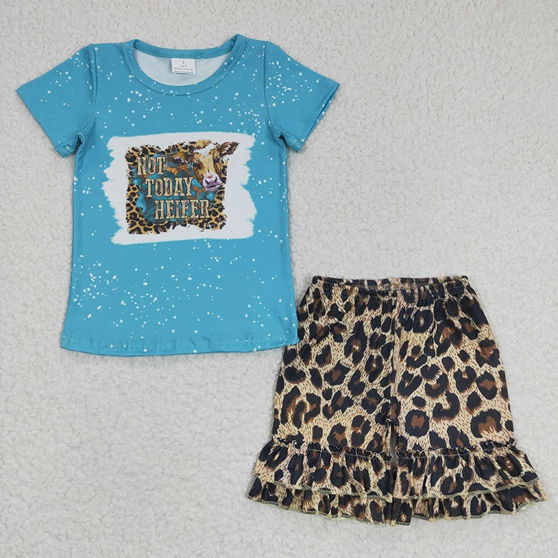 Wholesale Baby Girl Summer Not Today Heifer Set Toddler Children Short Sleeve Cow Shirt Kid Ruffle Leopard Shorts Western Outfit
Wholesale Baby Girl Summer Not Today Heifer Set Toddler Children Short Sleeve Cow Shirt Kid Ruffle Leopard Shorts Western Outfit