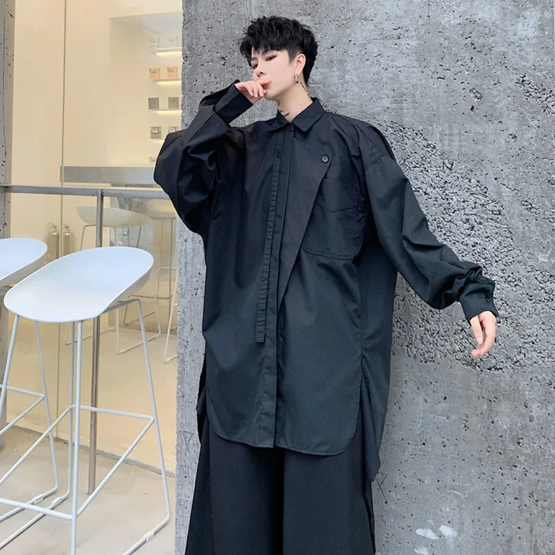 Long Sleeve Men Irregular Placket Design Loose Casual Shirt Male Japan Streetwear Hip Hop Party Dress Shirt Stage Clothing
Long Sleeve Men Irregular Placket Design Loose Casual Shirt Male Japan Streetwear Hip Hop Party Dress Shirt Stage Clothing