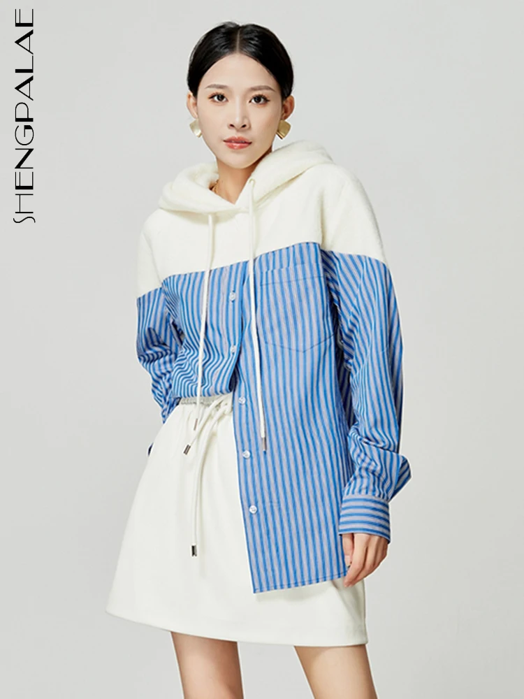 SHENGPALAE Contrast Color Patchwork Shirt For Women Korean Fashion Hooded Striped Blouse Autumn 2023 New Female Loose Tops R6529
SHENGPALAE Contrast Color Patchwork Shirt For Women Korean Fashion Hooded Striped Blouse Autumn 2023 New Female Loose Tops R6529