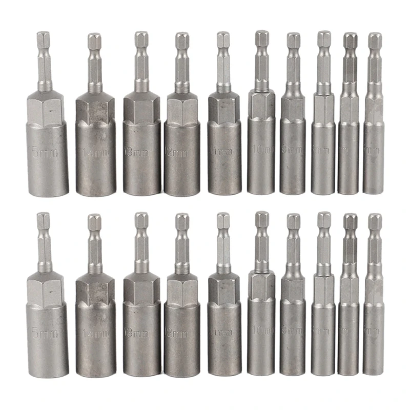 20Pc 1/4 Inch Wrench Hex Bit Socket Set Deep Long 1/2 Inch Impact Drill Socket Adapter Drill Bits
20Pc 1/4 Inch Wrench Hex Bit Socket Set Deep Long 1/2 Inch Impact Drill Socket Adapter Drill Bits