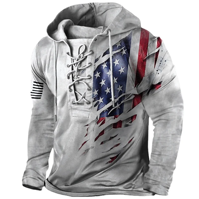Y2k Men's Fall Vintage Digital Print Lace Up Hooded Long Sleeve Sports T-Shirt A Vintage Top with American Flag Clothes Hoodie
Y2k Men's Fall Vintage Digital Print Lace Up Hooded Long Sleeve Sports T-Shirt A Vintage Top with American Flag Clothes Hoodie