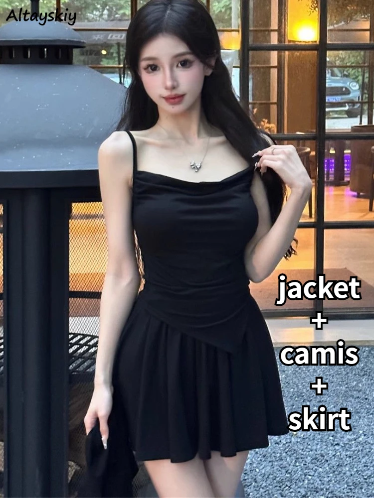 3 Pieces Sets Women Sporty Casual Lazy Summer Sun Protection Jackets Irregular Camis A-line Skirts Popular Female Mature Ulzzang
3 Pieces Sets Women Sporty Casual Lazy Summer Sun Protection Jackets Irregular Camis A-line Skirts Popular Female Mature Ulzzang
