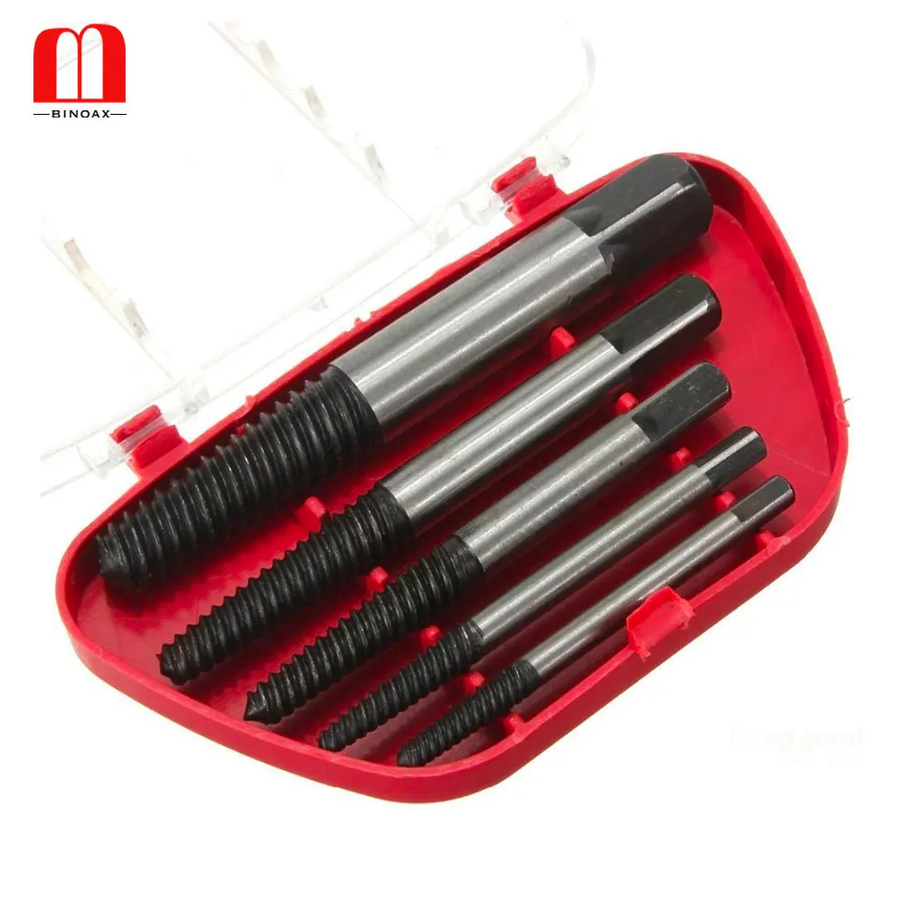 BINOAX 5Pcs/set Steel Broken Speed Out Damaged Screw Extractor Drill Bit Guide Set Broken Bolt Remover Easy Out Set
BINOAX 5Pcs/set Steel Broken Speed Out Damaged Screw Extractor Drill Bit Guide Set Broken Bolt Remover Easy Out Set