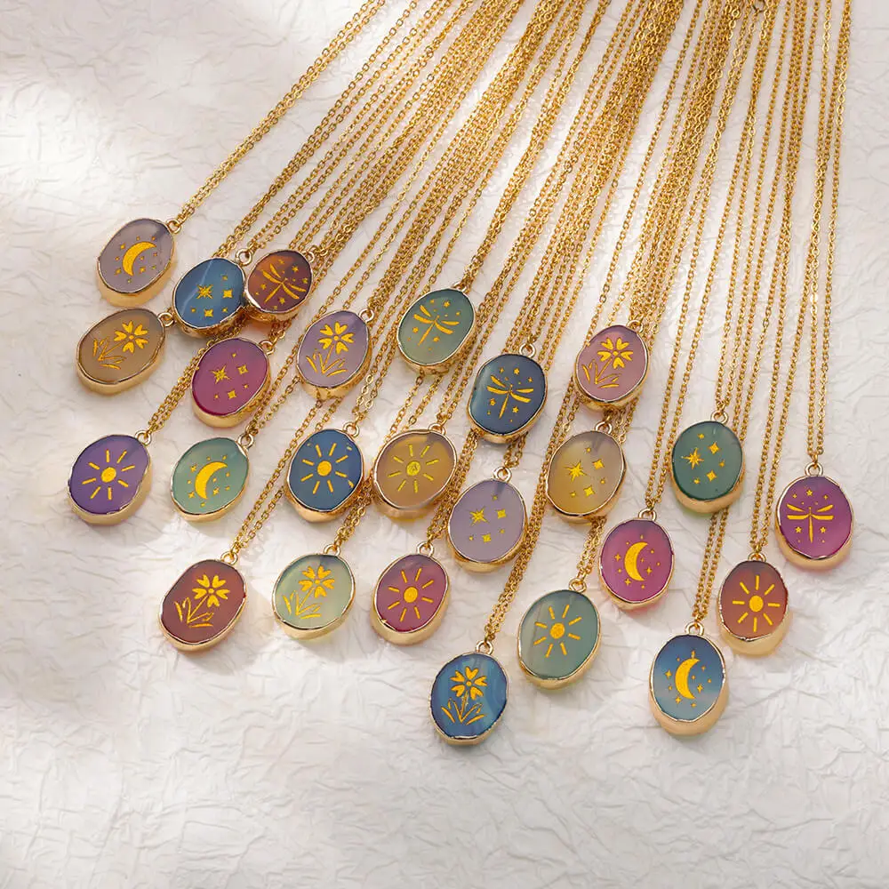 Colorful Oval Sun Star Moon Flower Pendant Necklace for Women Stainless Steel Gold Plated Necklace Jewelry Mother Day Gift 2023
Colorful Oval Sun Star Moon Flower Pendant Necklace for Women Stainless Steel Gold Plated Necklace Jewelry Mother Day Gift 2023