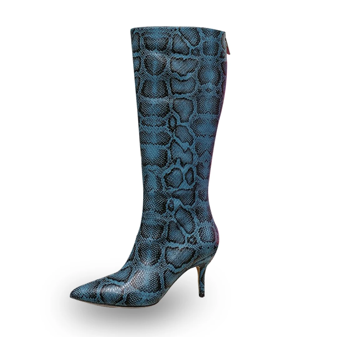 Designer Women's Boots Calfskin Snake Print Knee Boots Pointed Toe 8cm Stilettos High Fashion Luxury Boots Catwalk Sexy Ladies
Designer Women's Boots Calfskin Snake Print Knee Boots Pointed Toe 8cm Stilettos High Fashion Luxury Boots Catwalk Sexy Ladies