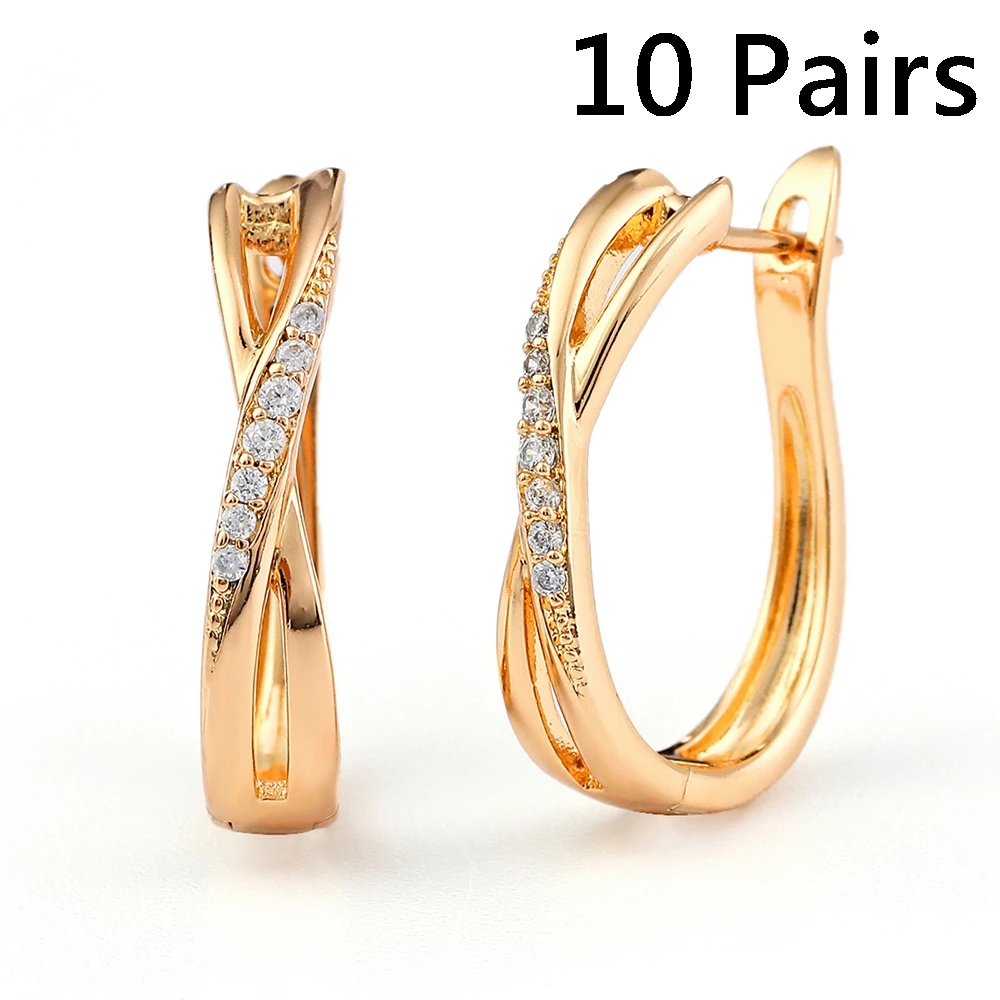 10Pairs/Set 585 Rose Gold Stud Earrings Women Geometric Lines Cross White Natural Zircon Earring Party Statement Fashion Jewelry 
10Pairs/Set 585 Rose Gold Stud Earrings Women Geometric Lines Cross White Natural Zircon Earring Party Statement Fashion Jewelry