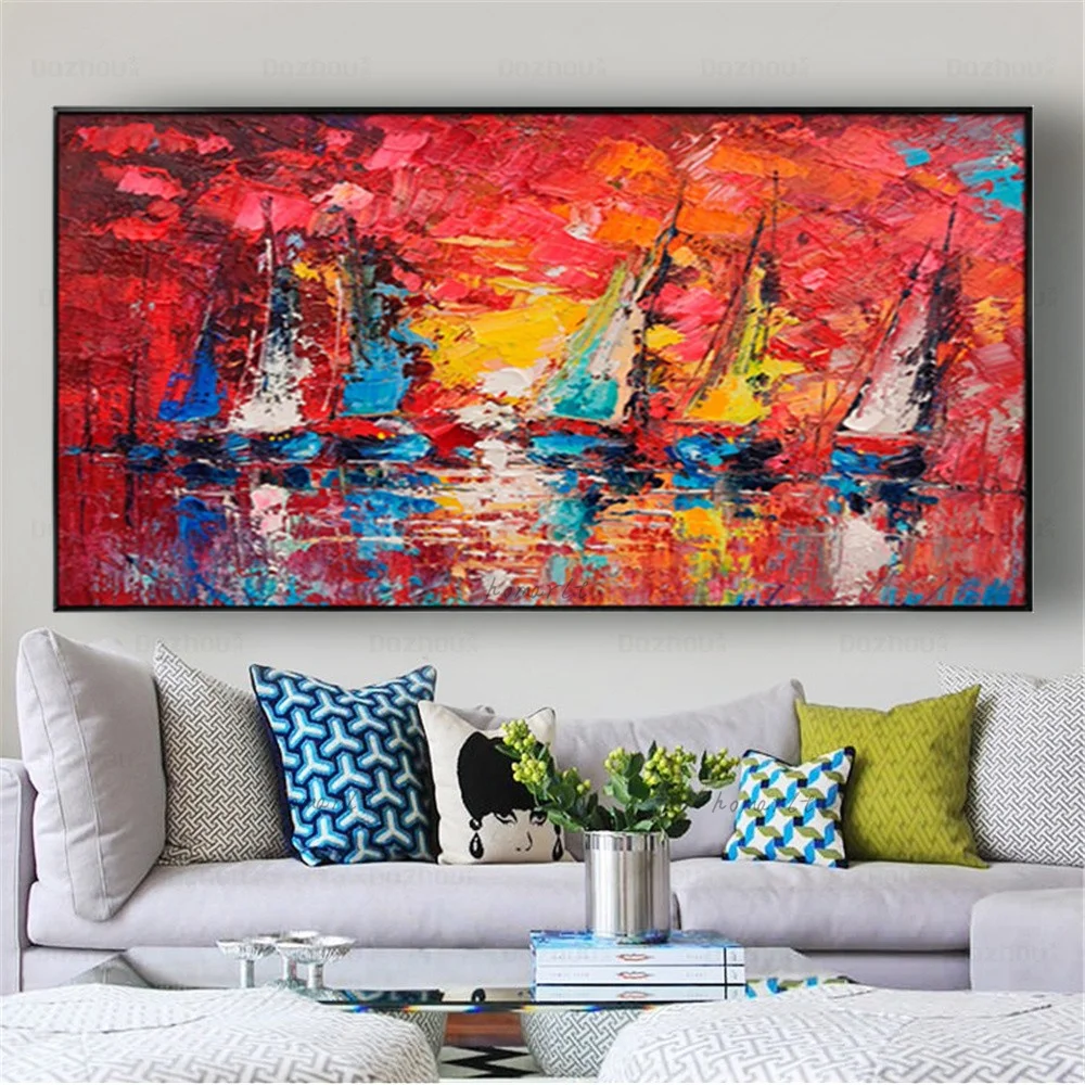 Modern Abstract Hand-Painted Sailing Boat Oil Painting Colorful Textured Canvas Knife Paintings Decors Large Living Room Pendant
Modern Abstract Hand-Painted Sailing Boat Oil Painting Colorful Textured Canvas Knife Paintings Decors Large Living Room Pendant
