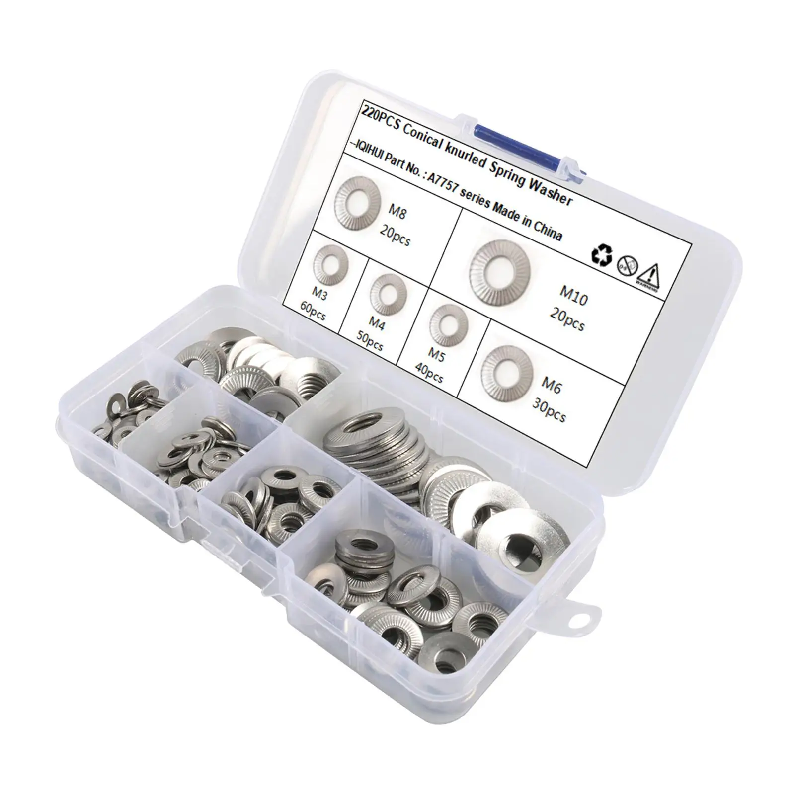 220Pcs Disc Spring Serrated Lock Washer Hardware 6 Size Conical Knurled Spring Washer Stainless Steel for Electronics Aerospace
220Pcs Disc Spring Serrated Lock Washer Hardware 6 Size Conical Knurled Spring Washer Stainless Steel for Electronics Aerospace