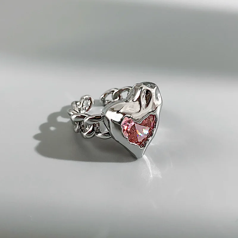 Irregular Adjustable Cuban Chain Ring Pink Zircon Heart Day Coquette Aesthetic Love Rings 2021 Trend Sale Vintage Y2K Jewelry
Irregular Adjustable Cuban Chain Ring Pink Zircon Heart Day Coquette Aesthetic Love Rings 2021 Trend Sale Vintage Y2K Jewelry
