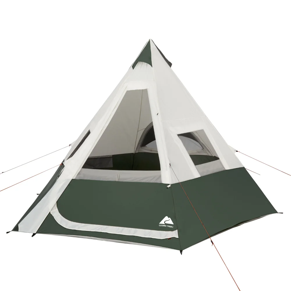 

Ozark Trail 7-Person 1-Room Teepee Tent, with Vented Rear Window, Green tents outdoor camping ultralight tent US(Origin)