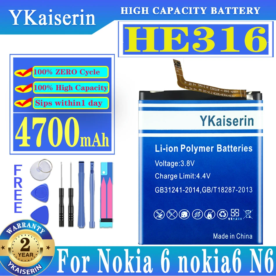 

Сменный аккумулятор ykaisin HE316 HE 316 4700 мАч для Nokia 6 Nokia6 N6 TA-1000 TA-1003 TA-1021 TA-1025 TA-1033 TA-1039 TA-