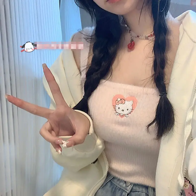 Anime Hello Kitty Plush Camisole Kawaii Cinnamoroll Cartoon Knitted Vest Thickened Tank Top Female Velvet Corset Underwear Gift
Anime Hello Kitty Plush Camisole Kawaii Cinnamoroll Cartoon Knitted Vest Thickened Tank Top Female Velvet Corset Underwear Gift
