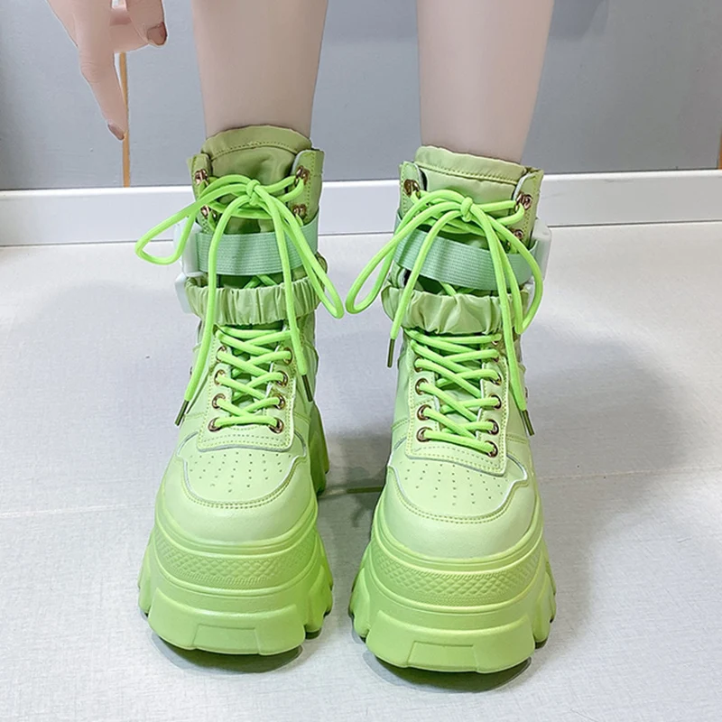 2022 Green Punk Chunky Platform Motorcycle Boots Women Autumn Winter Gothic Shoes Woman Thick Bottom Lace Up Ankle Botas Mujer
2022 Green Punk Chunky Platform Motorcycle Boots Women Autumn Winter Gothic Shoes Woman Thick Bottom Lace Up Ankle Botas Mujer