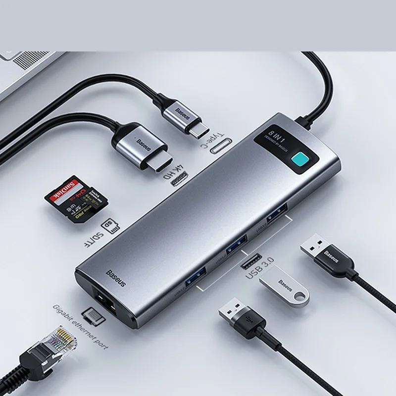 Baseus USB C HUB Type C to HDMI-compatible USB 3.0 Adapter 8 in 1 Type C HUB Dock for Pro Air USB C Splitter
Baseus USB C HUB Type C to HDMI-compatible USB 3.0 Adapter 8 in 1 Type C HUB Dock for Pro Air USB C Splitter