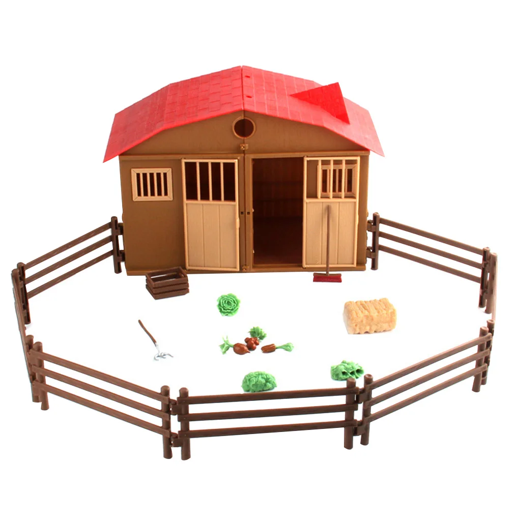 

25pcs Farm Cabin Scene Model Folding Barn Playset Gates Fences House Fake Props Kids Learning Toys