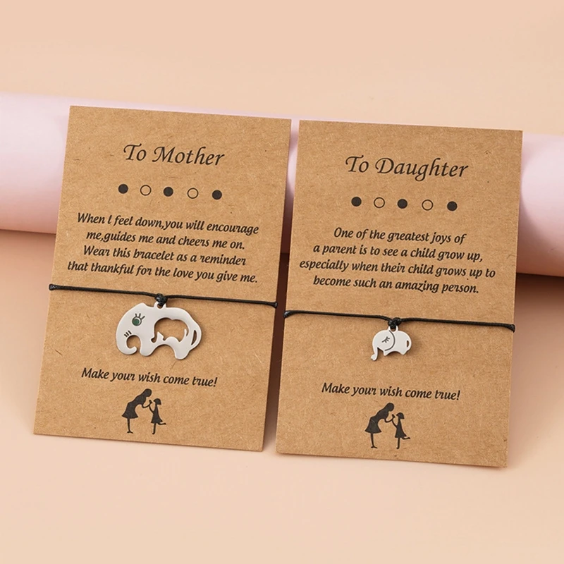 2Pcs Mother Daughter Necklace/Bracelets Parent-child Elephant Charm Blessing Card Bracelet Clavicle Chain Mother's Day
2Pcs Mother Daughter Necklace/Bracelets Parent-child Elephant Charm Blessing Card Bracelet Clavicle Chain Mother's Day
