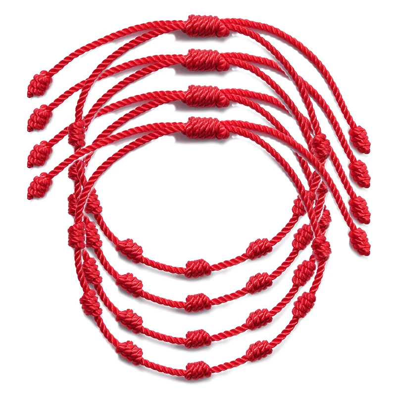 

4pcs/set 7 Knot Red String Bracelets For Couple Lover Protection Good Luck Amulet Friendship Braid Rope Bracelet Handmade Gifts