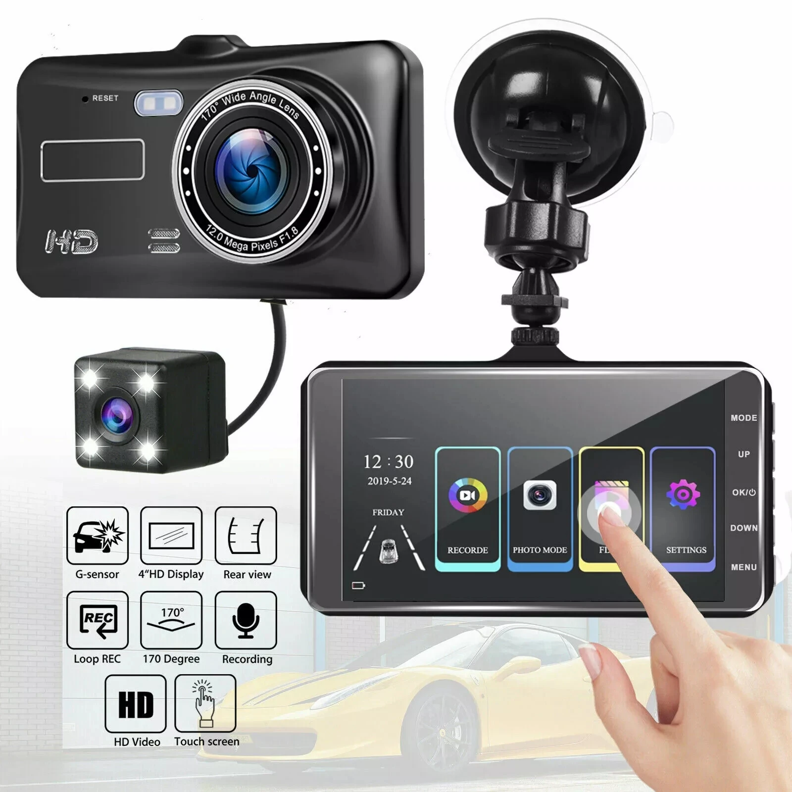 Dash Cam Front and Rear Camera CAR DVR Car Video Recorder Vehicle Black Box FULL HD 1080P Night Vision Driver Recorder
Dash Cam Front and Rear Camera CAR DVR Car Video Recorder Vehicle Black Box FULL HD 1080P Night Vision Driver Recorder