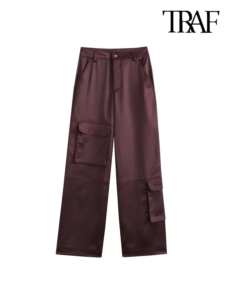 Women Fashion With Pockets Satin Straight Pants Vintage High Waist Zipper Fly Female Trousers Mujer
Women Fashion With Pockets Satin Straight Pants Vintage High Waist Zipper Fly Female Trousers Mujer