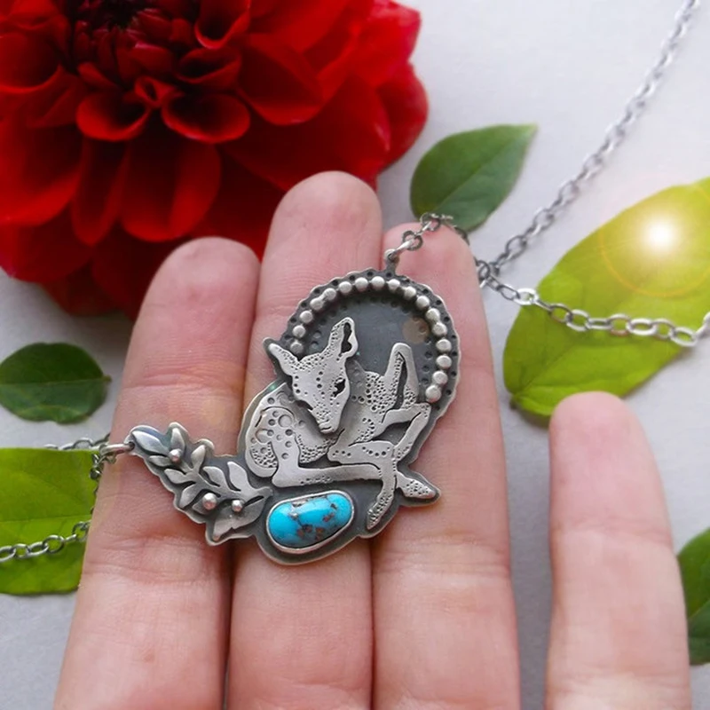 Trendy Pine Deer Necklace for Women Inlay Green Natural Stone Pendents Necklace Festival Anniversary Jewelry Gift Accessories
Trendy Pine Deer Necklace for Women Inlay Green Natural Stone Pendents Necklace Festival Anniversary Jewelry Gift Accessories