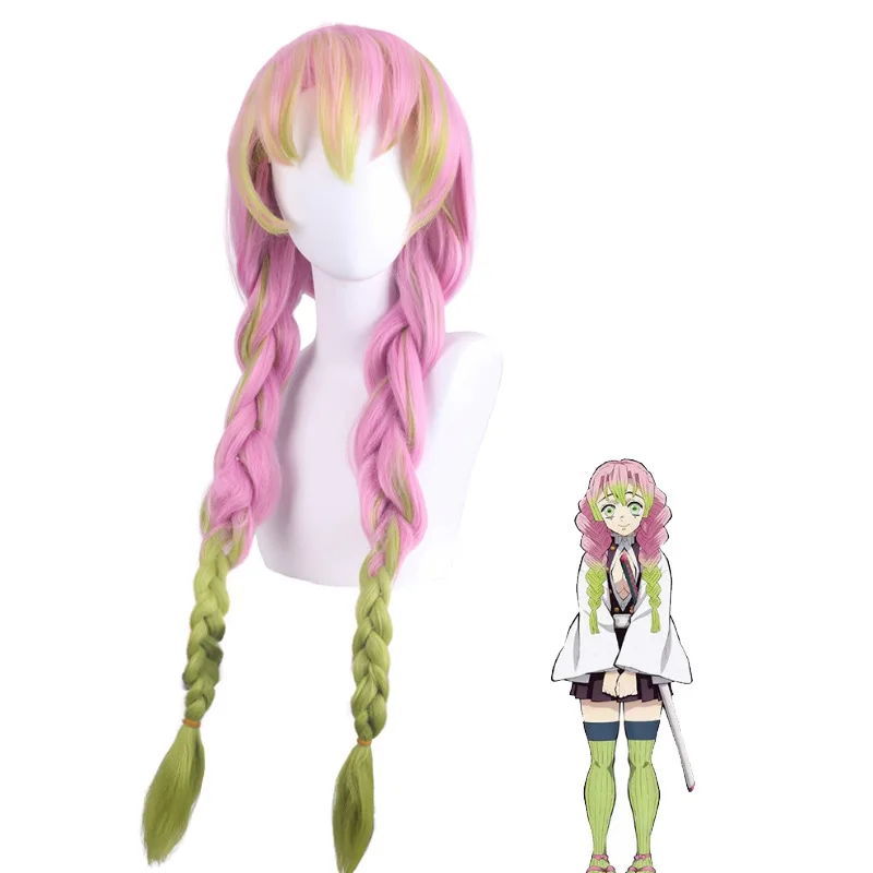 Женский парик для косплея Kanroji Mitsuri из аниме «рассекающий демонов», зеленые и розовые цветные волосы, косички для волос
Женский парик для косплея Kanroji Mitsuri из аниме «рассекающий демонов», зеленые и розовые цветные волосы, косички для волос