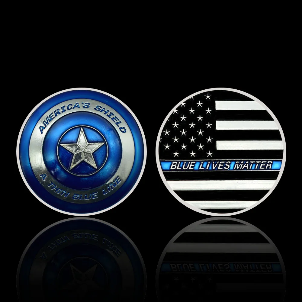 America's Shield A Thin Blue Line Silver Plated Metal Coin Shield of Hero Collectible Challenge Coin Christmas Souvenirs Gifts
America's Shield A Thin Blue Line Silver Plated Metal Coin Shield of Hero Collectible Challenge Coin Christmas Souvenirs Gifts