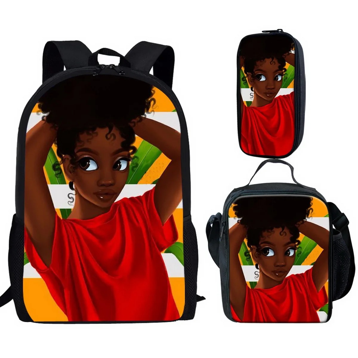 Popular Trendy African girl 3pcs/Set Backpack 3D Print School Student Bookbag Travel Laptop Daypack Lunch Bags Pencil Case
Popular Trendy African girl 3pcs/Set Backpack 3D Print School Student Bookbag Travel Laptop Daypack Lunch Bags Pencil Case