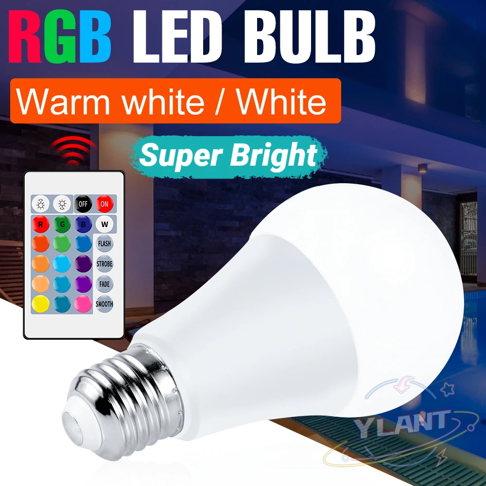 LED RGB Smart Bulb E27 LED IR Remote Control Lamp 5W 10W 15W Dimmable RGBW Magic Light 220V Bombilla Home Decor Colorful Lights
LED RGB Smart Bulb E27 LED IR Remote Control Lamp 5W 10W 15W Dimmable RGBW Magic Light 220V Bombilla Home Decor Colorful Lights