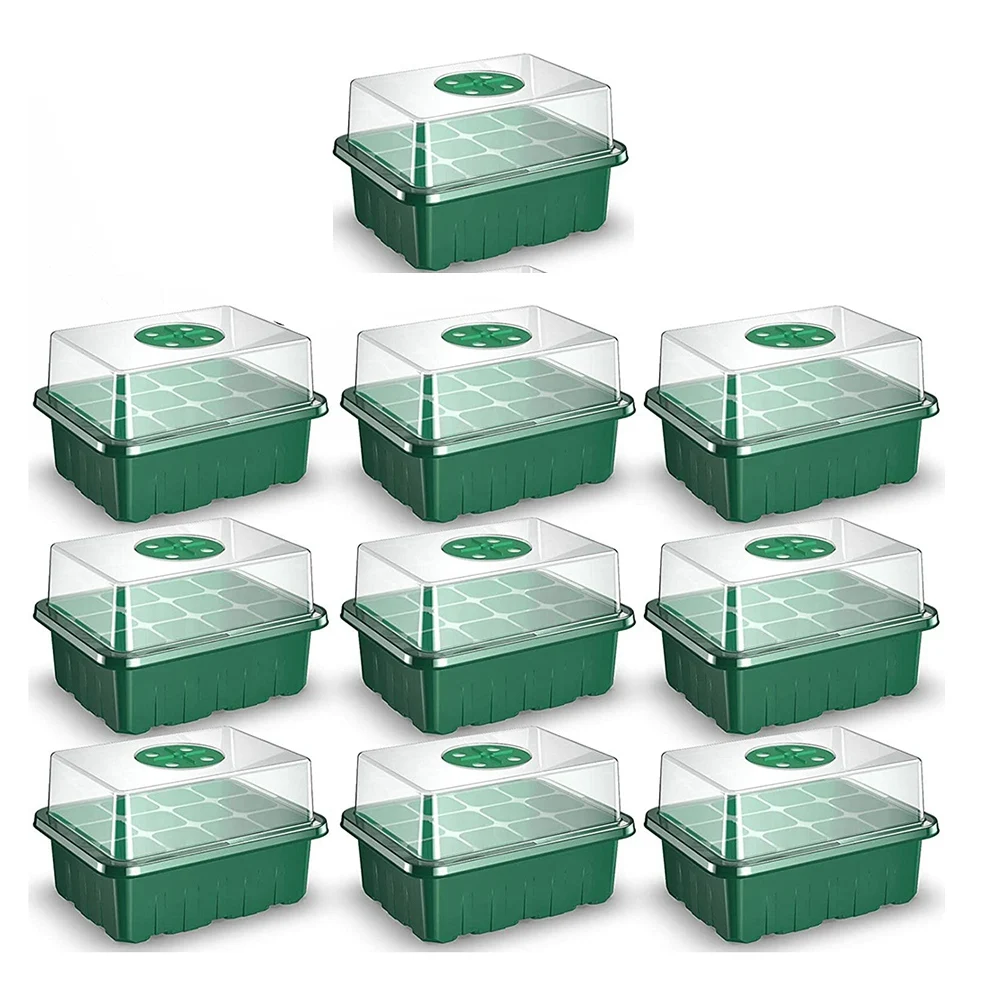 10PCS 12Cells Reusable Seed Tray with Air Vent Humidity Dome and Drain Hole for Greenhouse Propagator Station Seeding,B
10PCS 12Cells Reusable Seed Tray with Air Vent Humidity Dome and Drain Hole for Greenhouse Propagator Station Seeding,B