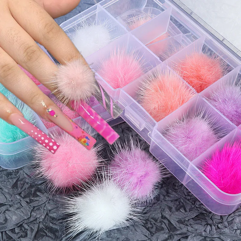 10pcs/box Plush Pompoms Kawaii Nail Charms Detachable Magnetic Furry Ball Nail Jewelry Nail Decorations for Nail Art Supplies
10pcs/box Plush Pompoms Kawaii Nail Charms Detachable Magnetic Furry Ball Nail Jewelry Nail Decorations for Nail Art Supplies