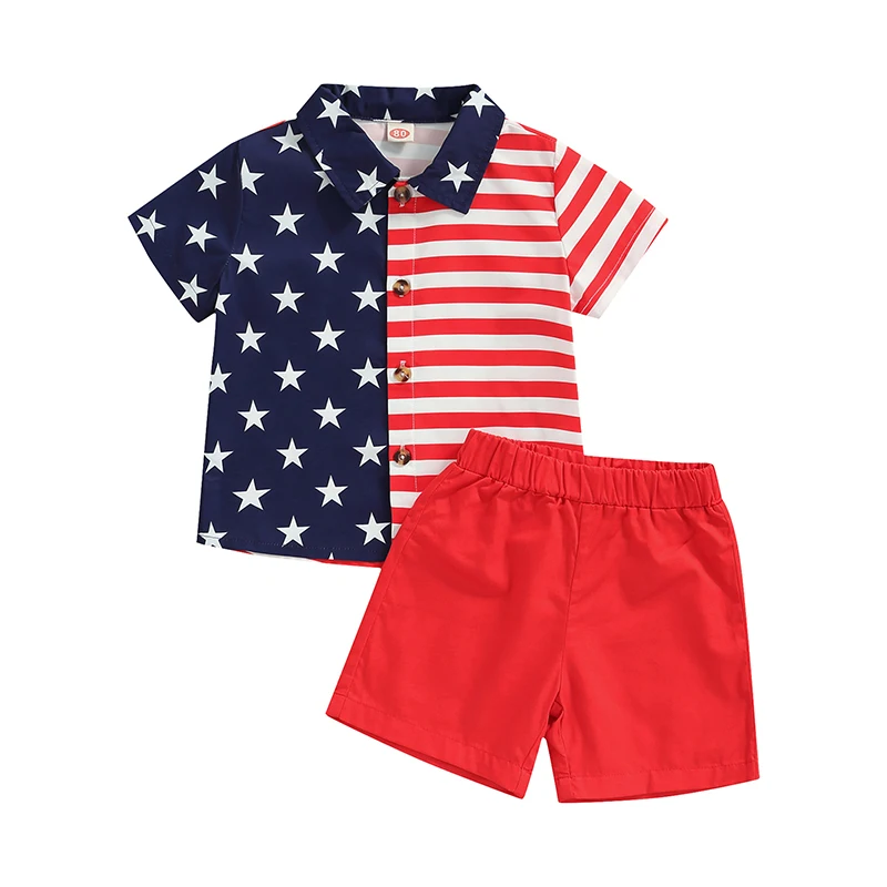 Independence Day Kids Boy Two Piece Outfits Baby Stripe Star Print Shirt Tops Elastic Waist Solid Color Shorts
Independence Day Kids Boy Two Piece Outfits Baby Stripe Star Print Shirt Tops Elastic Waist Solid Color Shorts