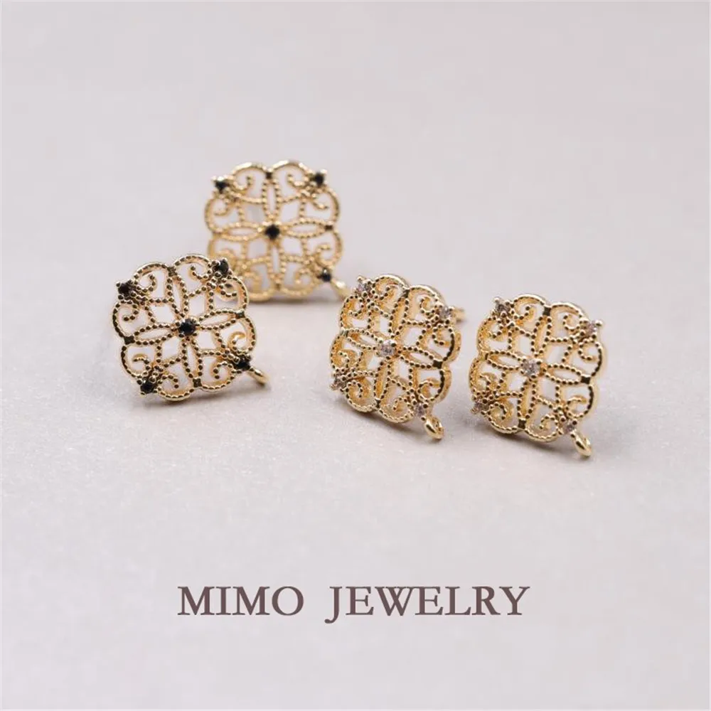 Gold plated Chinese style hollow-out pattern micro inlaid 925 silver needle earrings DIY earrings accessories
Gold plated Chinese style hollow-out pattern micro inlaid 925 silver needle earrings DIY earrings accessories