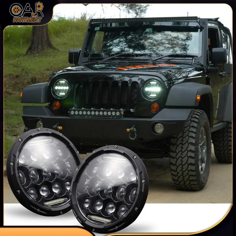 

1PC 300W 7" Round LED Angel Eye Headlight High Low Beam Light DRL Headlamp For Jeep Wrangler Off Road 4x4 Motorcycle