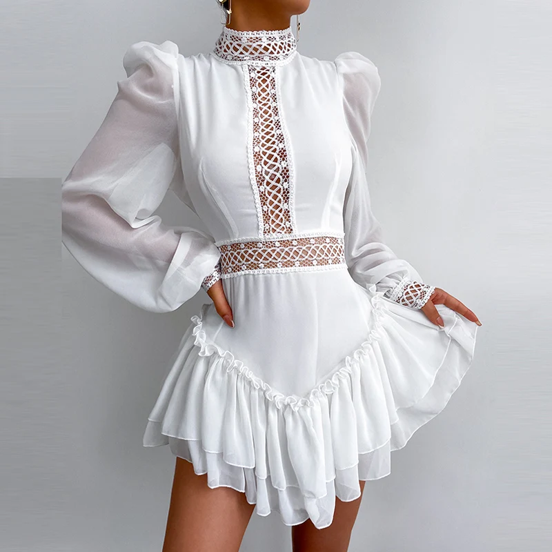 2023 New Sexy Lace Stitching Slim White Dress Women Elegant Long Sleeve Ruffle Mini Dress Ladies Beach Holiday Party Dress Mujer
2023 New Sexy Lace Stitching Slim White Dress Women Elegant Long Sleeve Ruffle Mini Dress Ladies Beach Holiday Party Dress Mujer