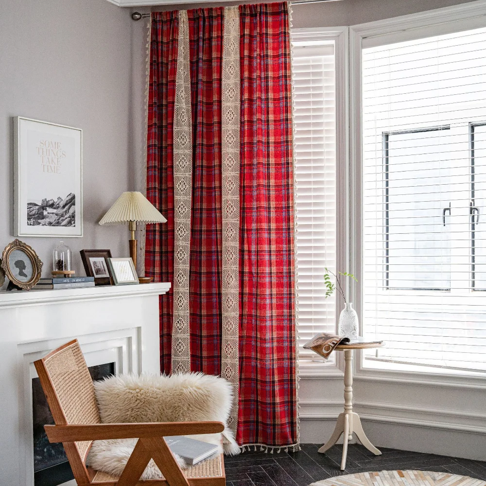 Red Christmas Plaid Mosaic Yarn-dyed American Curtain Finished Half Blackout Hall Curtains Gazebo Room Decoration Living Window
Red Christmas Plaid Mosaic Yarn-dyed American Curtain Finished Half Blackout Hall Curtains Gazebo Room Decoration Living Window