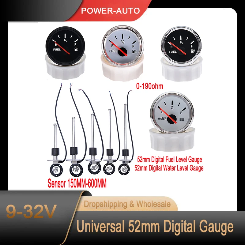 Universal 52mm Digital Fuel Level Gauge for 0-190ohm fuel gauge Fuel Sender Unit Water Level Sensors fit marine car boat yacht
Universal 52mm Digital Fuel Level Gauge for 0-190ohm fuel gauge Fuel Sender Unit Water Level Sensors fit marine car boat yacht