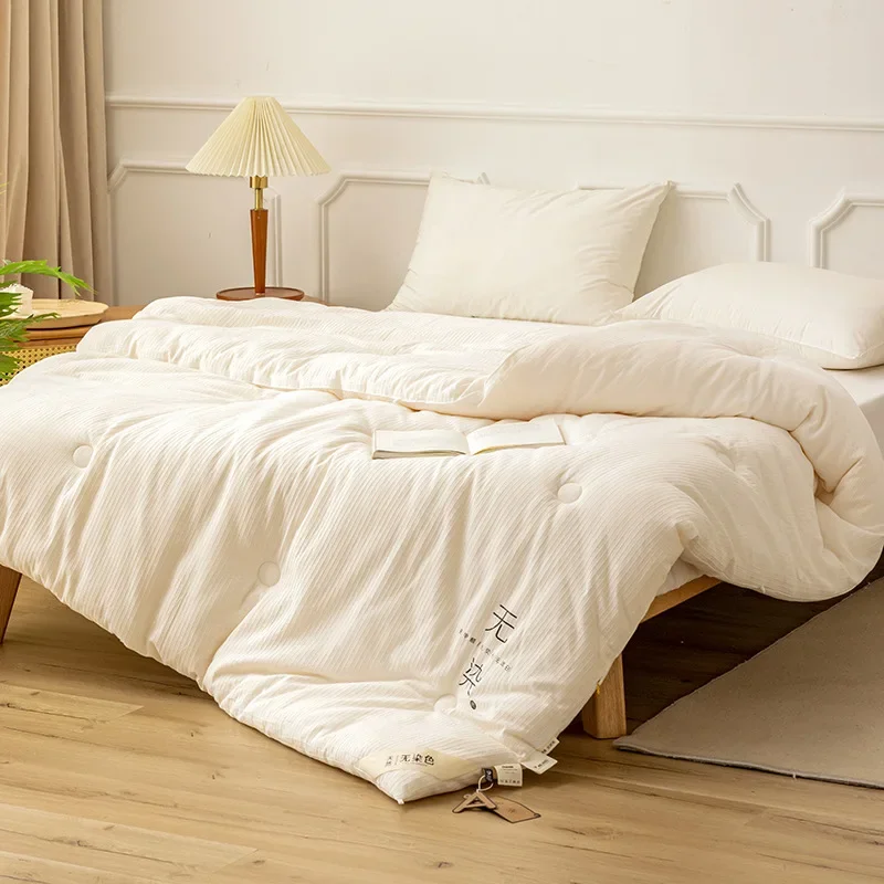 Knitted Cotton Comforter Soybean Fiber Quilt Warm White Four Seasons Single Double Duvet Soft Twin Queen King Bedding
Knitted Cotton Comforter Soybean Fiber Quilt Warm White Four Seasons Single Double Duvet Soft Twin Queen King Bedding
