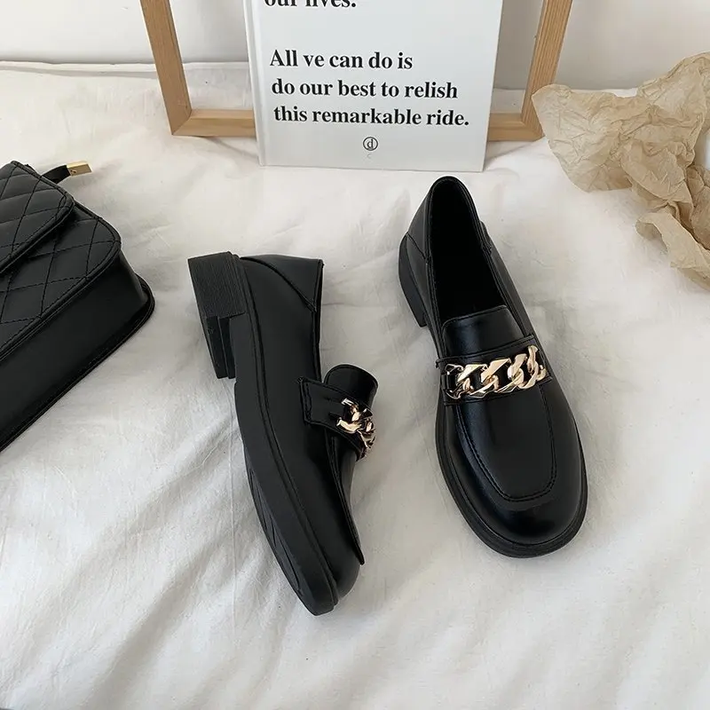 Women Metal Chain Oxford Shoes Female Black Slip on Square Platform Shoes Round Toe Chunky Loafers Solid Leather Casual Shoes
Women Metal Chain Oxford Shoes Female Black Slip on Square Platform Shoes Round Toe Chunky Loafers Solid Leather Casual Shoes